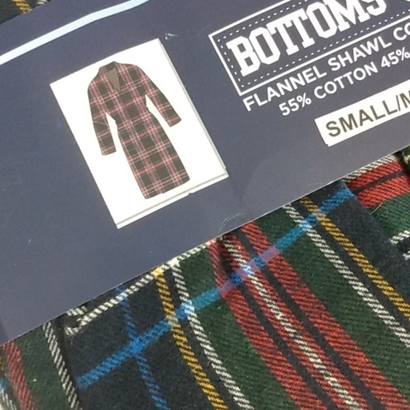 BOTTOMS OUT MEN'S FLANNEL SHAWL COLLAR BELTED LONG BATHROBE SIZE SM/MED NWT - Picture 5 of 7
